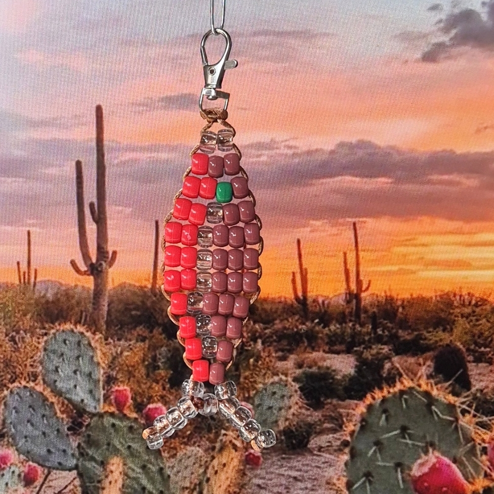 Handmade Beaded Fish Keychain, Fun Beach Handbag Charm